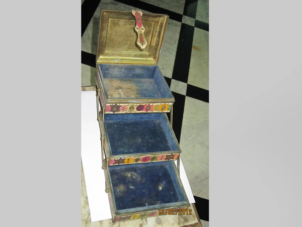 Adjustable engraved metal box used by Srimad Bhakti Siddhanta Saraswati Goswami Prabhupada