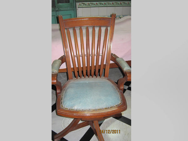 Rotating Wooden Chair with cushion used by Srila Bhakti Siddhanta Saraswati Goswami Prabhupada, Year 1935.