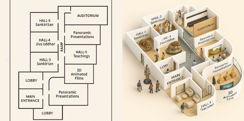 3D Isometric Museum Floor Plan